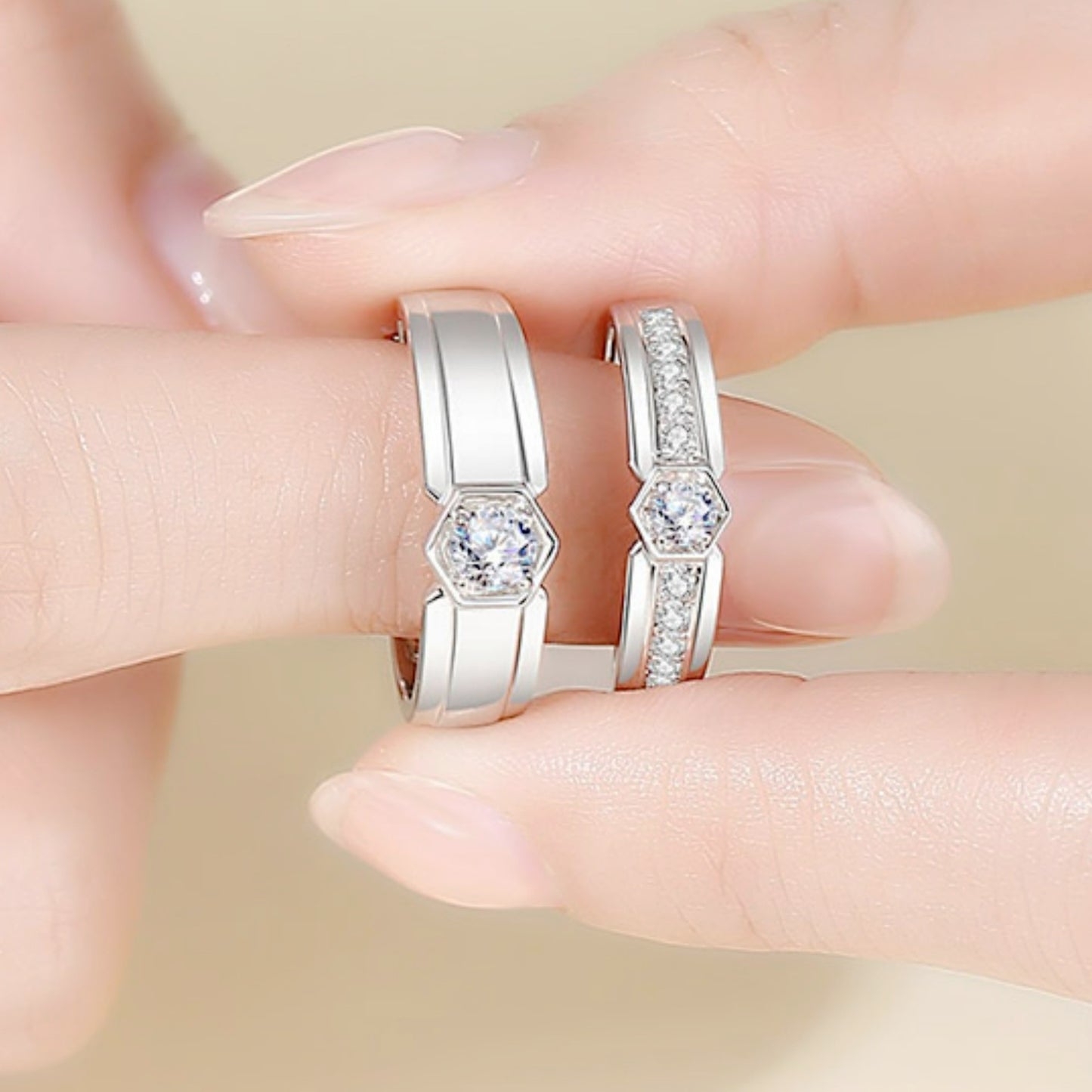 Allure Love Hexagonal Couple Lightweight Simple Rings