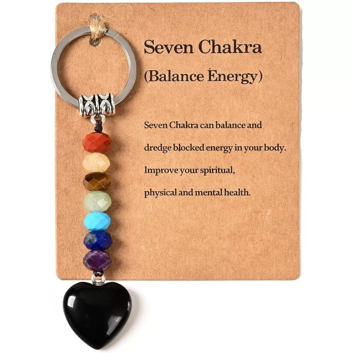 Crystal Key Chain Mixed Color Chalcedony Beaded Steel Rings