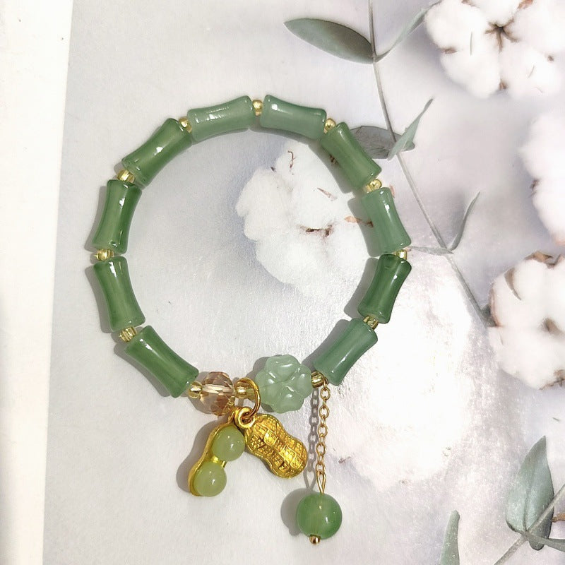Aventurine Peace Buckle Bamboo Fresh Chinese Style Clover Bracelets