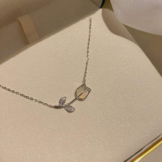 Women's For Niche Design Light Luxury Advanced Rose Opal Clavicle Chain Necklace