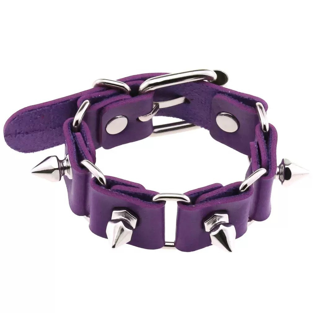 Unique Punk Style Pointed Rivet Leather Adjustable Trendy Hip Hop Bracelet