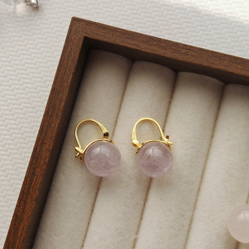 Amethyst Pink Crystal White Sier High Heels Daily Earrings