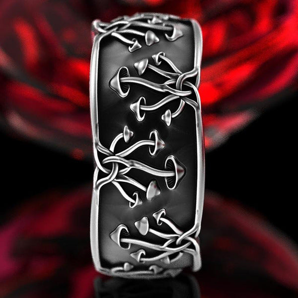 Men's Dark Mori Style Small Mushroom Rings