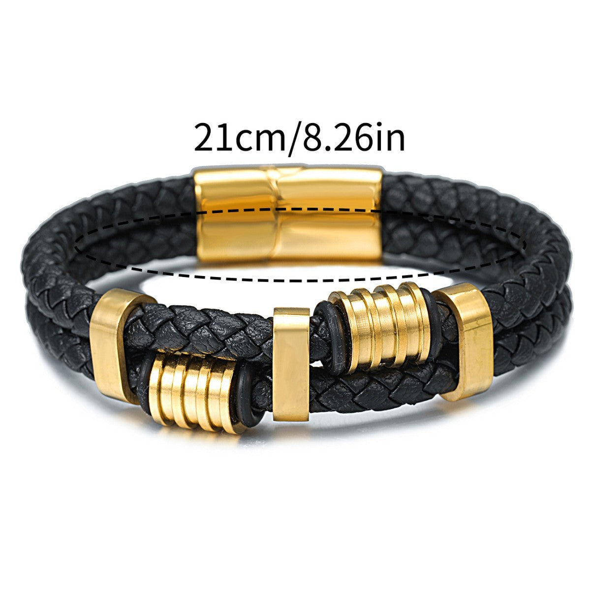 Women's Elegant Leather Hip Hop Stainless Steel Bracelets