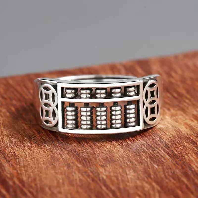 Women's & Men's Retro Style Thai Sier Abacus For Ring