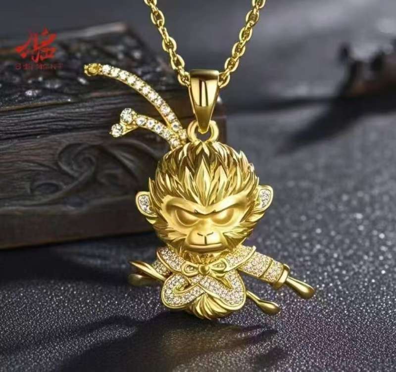 Brass Gold Plated Game Black Myth Inlaid Stone Pendants