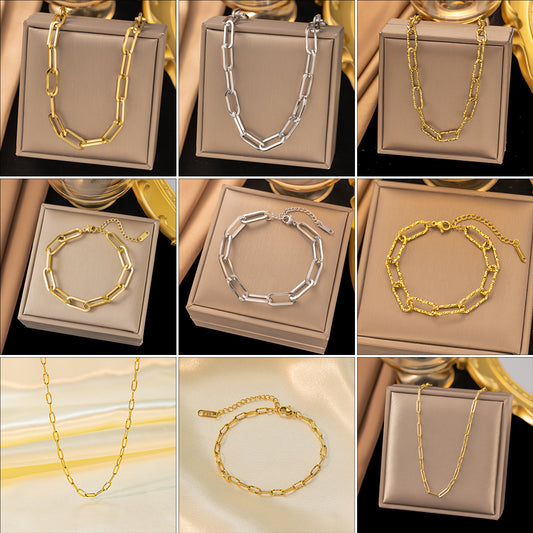 Gold Hemp Flowers Chain Personality Metal Texture Cold Necklaces