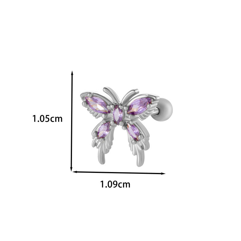 Rod Sweet Girlish Style Butterfly Cherry Planet Earrings