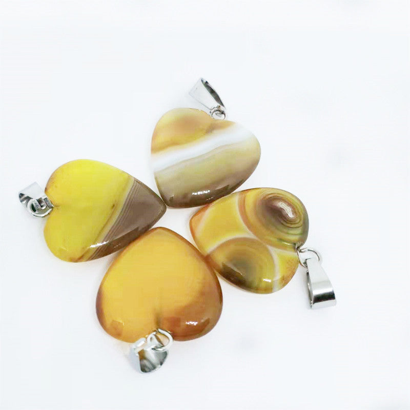 Stone Love Crystal Agate Heart Peach Pendants