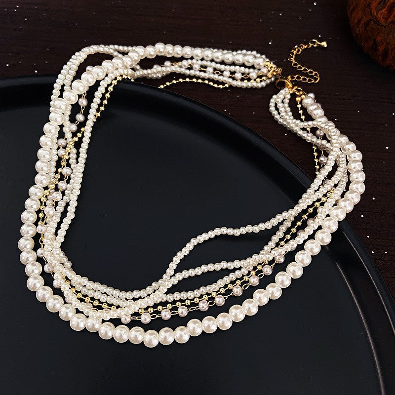 Pearl Short Design Rhinestone Collar Temperament Necklaces