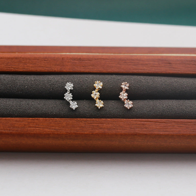 Bow Five-pointed Star Multi Thread Button Thin Needle Female Small Stud Earrings