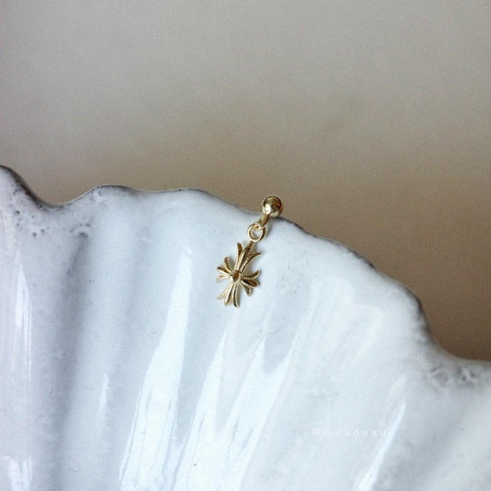 Small Mini Cross Sterling Sier Gold-plated Earrings