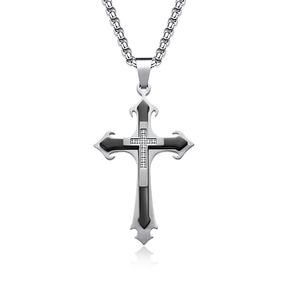 Men's Pattern Combination Inlaid Stone Cross Fashion Pendants