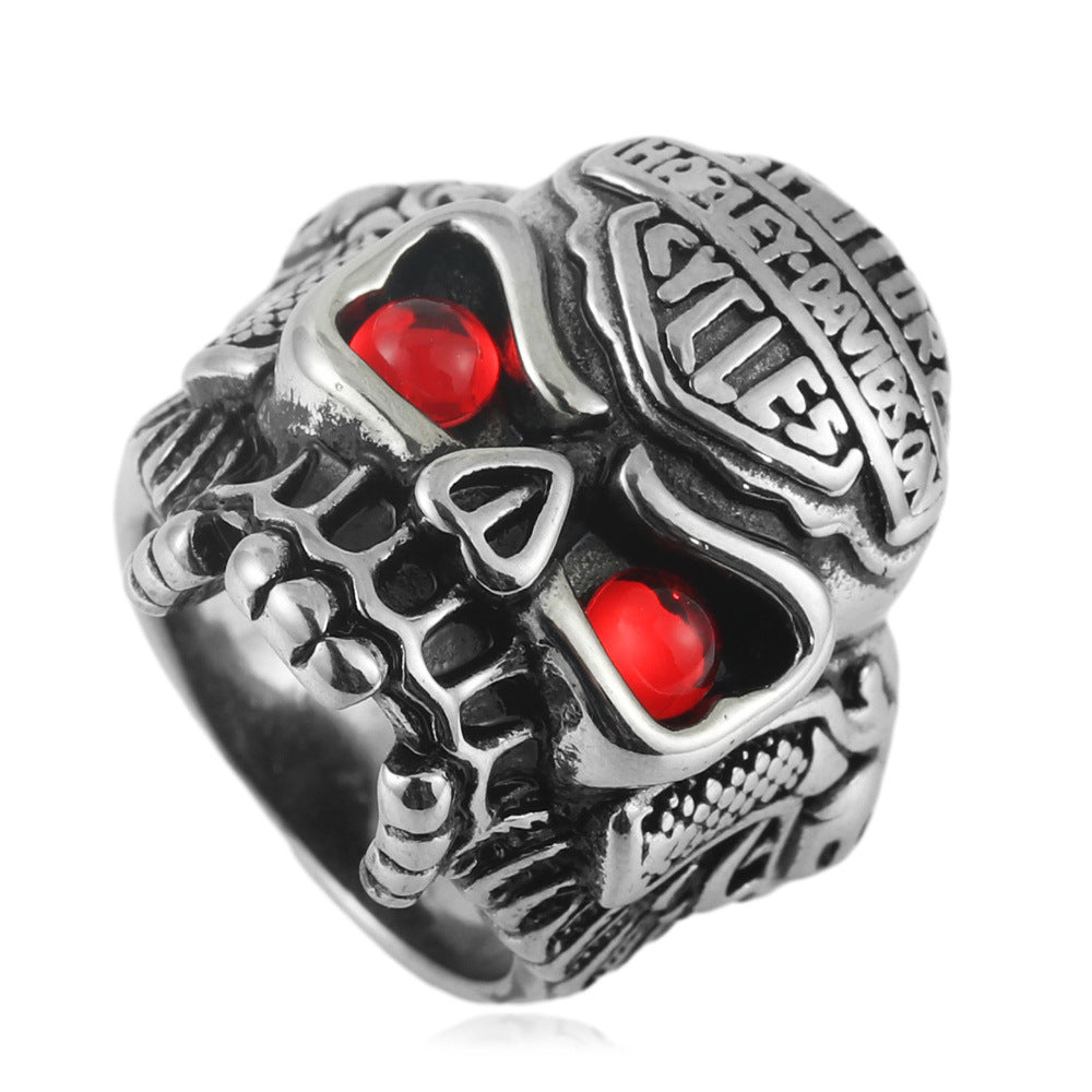 Men's Titanium Steel Skull Trendy Personality Punk Vintage Stainless Ring