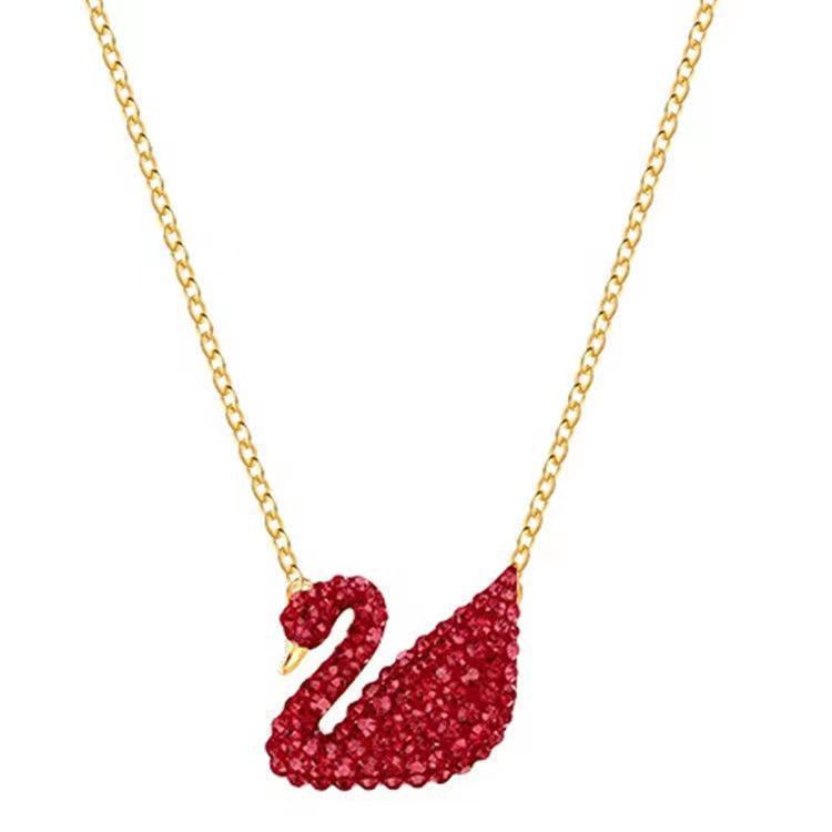 Red Pink White Black Swan Female Cymbal Clavicle Necklace