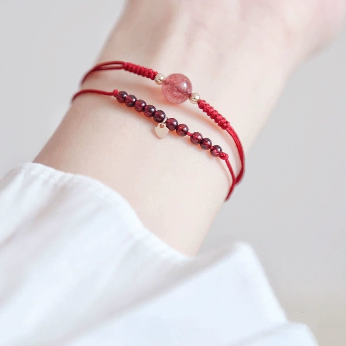 Red Rope Braid Garnet Suit Ladies Bracelets