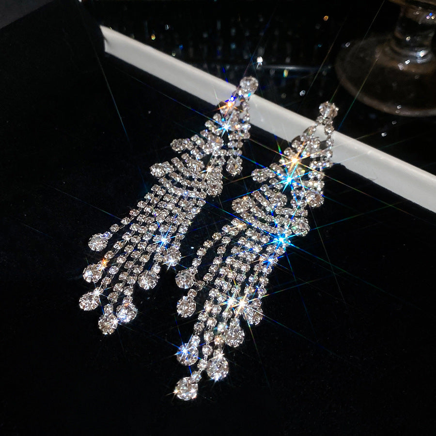 Women's Sier Diamond Tassel Light Luxury High-grade Simple Rings