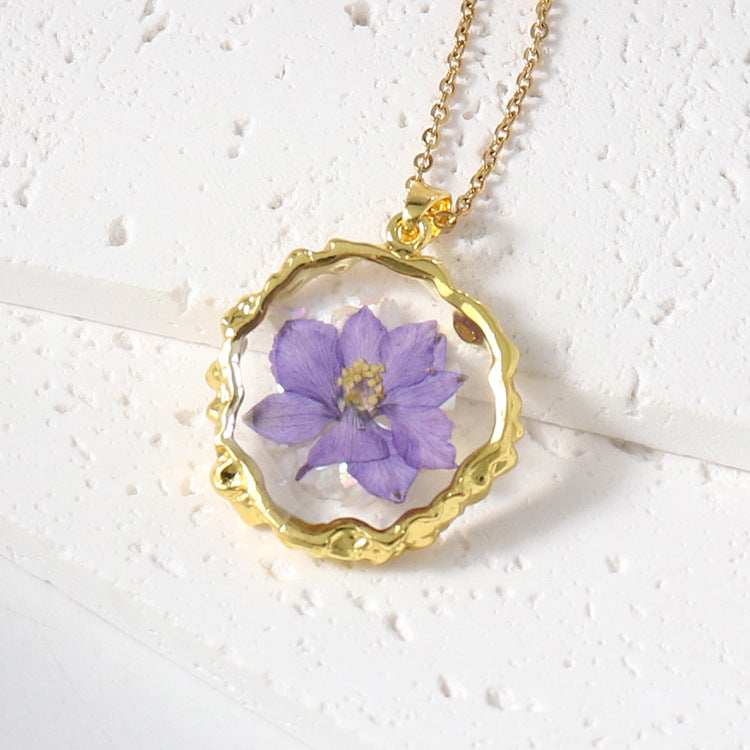 Luxury Flower Resin Preserved Fresh Epoxy Dried Ornament Necklaces