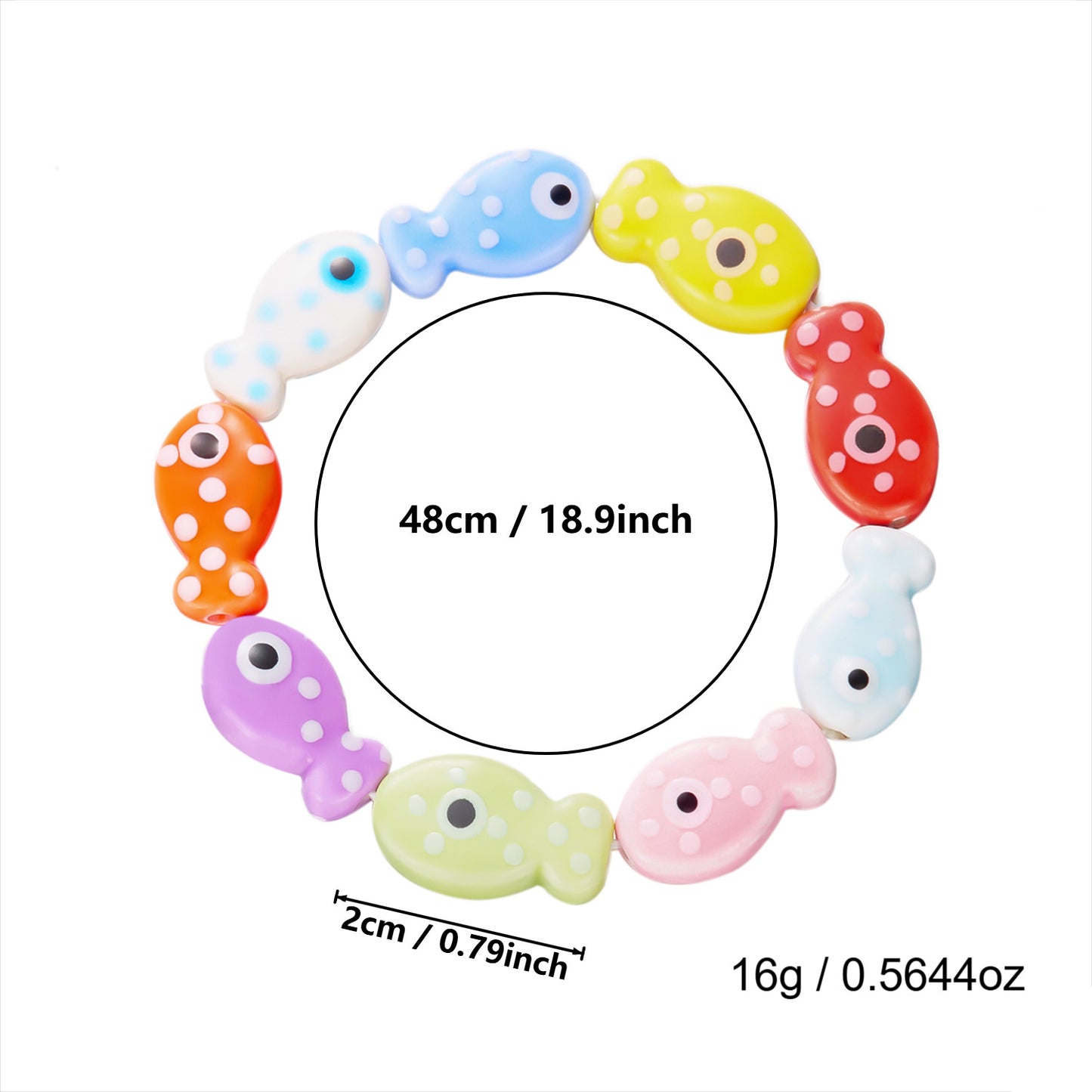 Summer Dopamine Color Ceramic Fish Childlike Cute Heart Beaded Niche Bracelet
