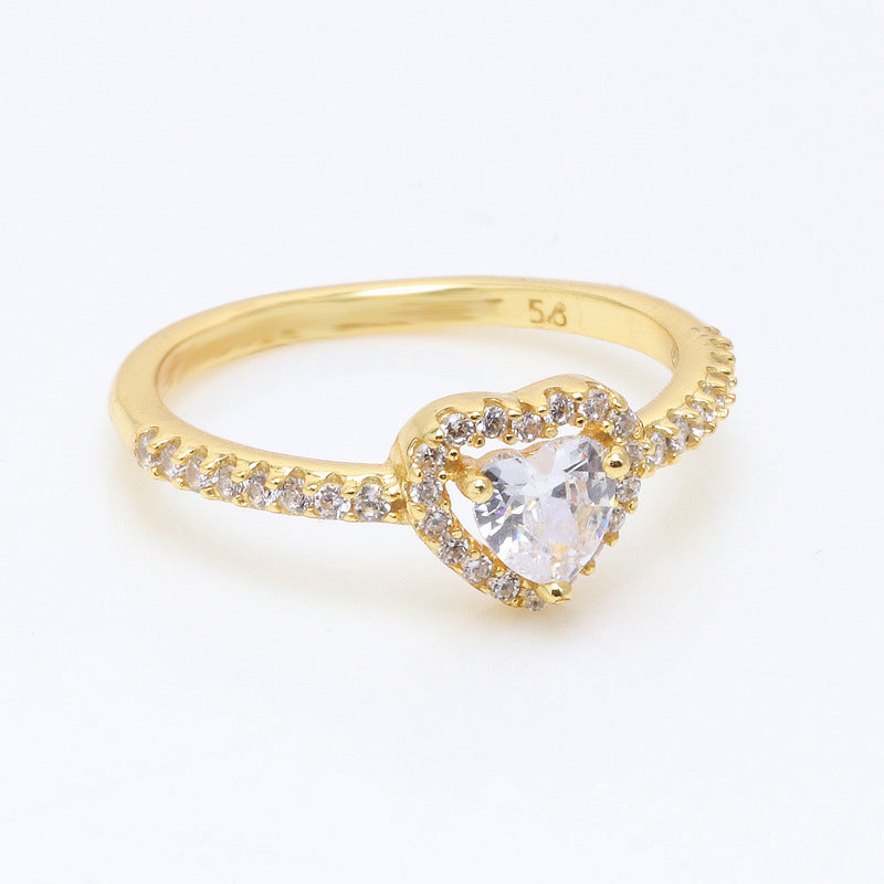 Copper Lofty Heart Heart-shaped Diamond Gold Love Rings