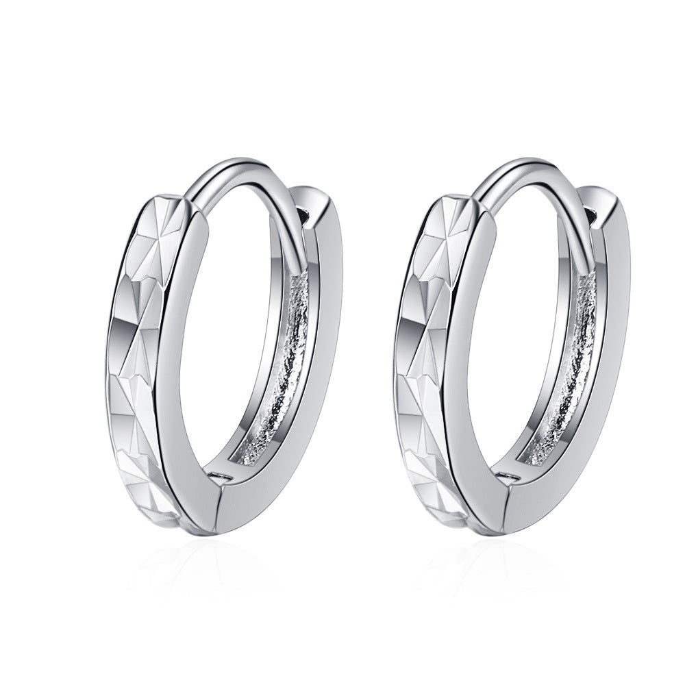 Women's Carven Design Clip Style Simple Glossy Round Short Circle Rings