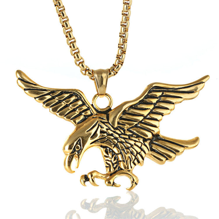 Men's Stainless Steel Titanium Eagle Wings Electroplated Necklaces