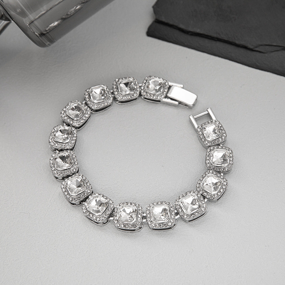 Women's & Men's Korean Style Hip Hop Design Rock Candy Diamond Titanium Steel Bracelets