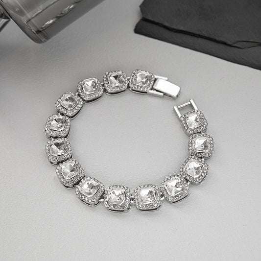 Women's & Men's Korean Style Hip Hop Design Rock Candy Diamond Titanium Steel Bracelets