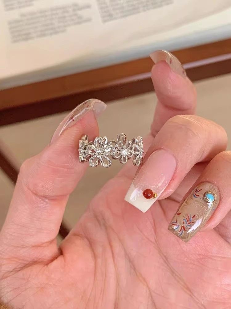 Zircon Simple Female Opening Adjustable Index Finger Light Luxury Rings