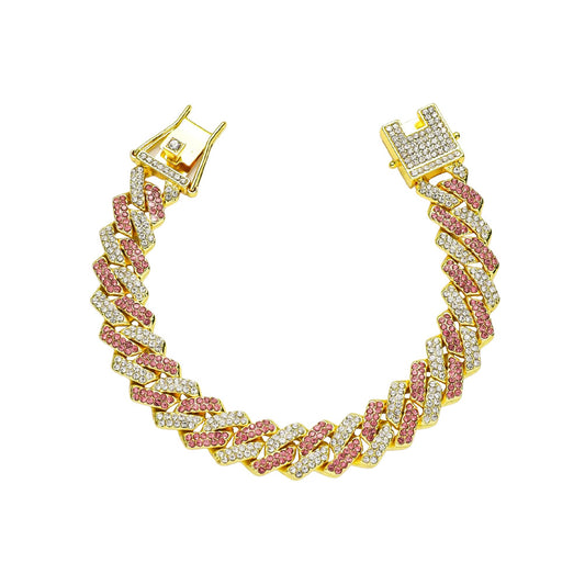 Women's & Men's Hop Style Cuban Link Chain Full Diamond Double Bracelet