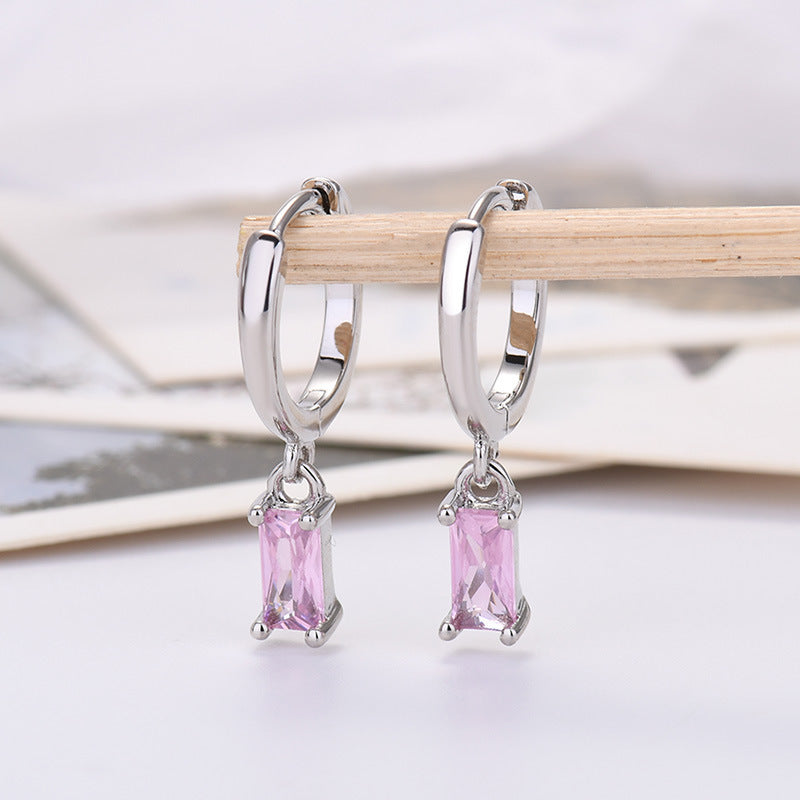 Sier Needle Export Sale Rectangular Color Earrings