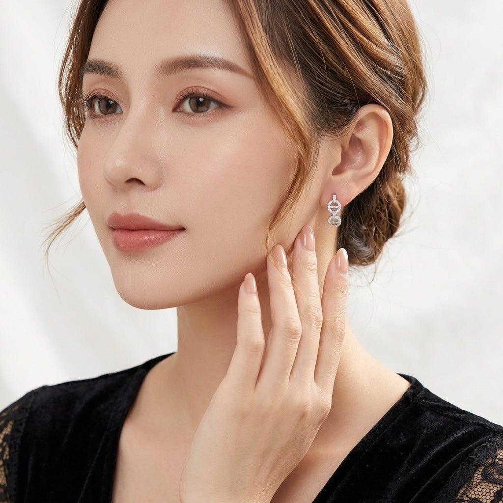 Not Fade Moissanite Ear Clip Niche Design Light Luxury Earrings