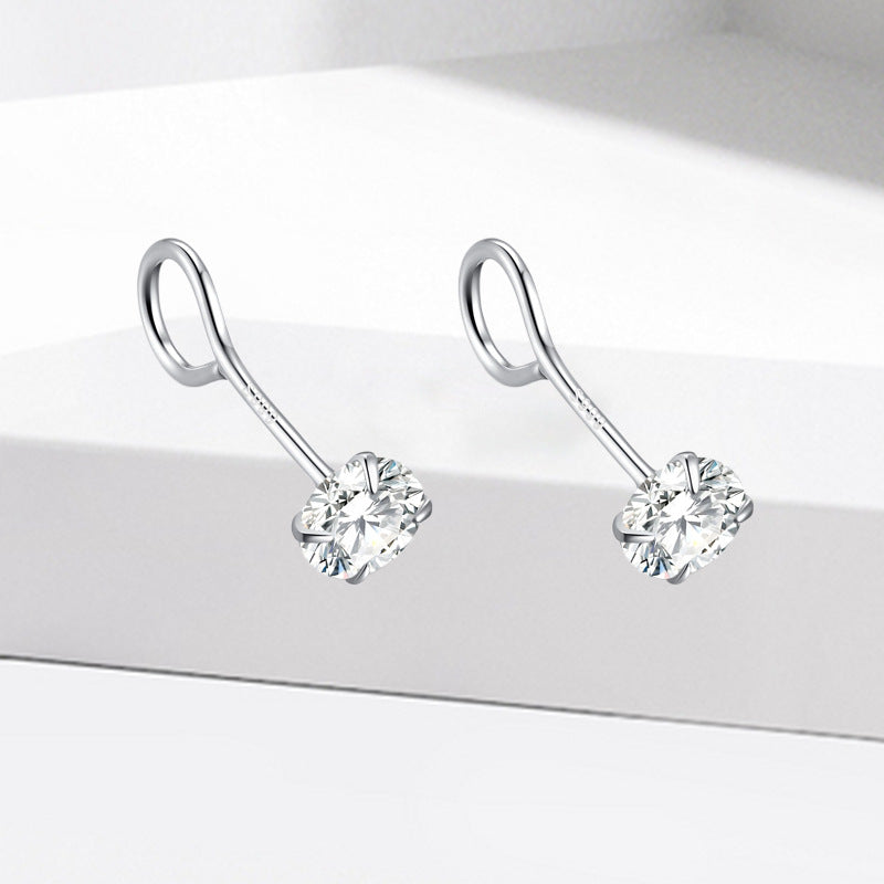 Sterling Sier Zircon Hook Female Affordable Earrings