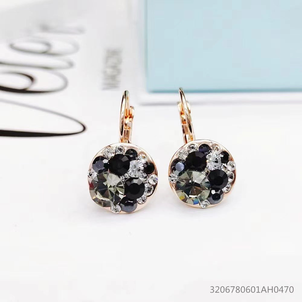 Cute Mickey Rose Gold Crystal Trendy Temperament Personality Super Earrings