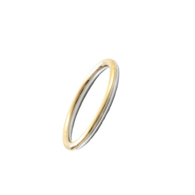 Positive Negative Two-color Arc Titanium Steel Gold Rings