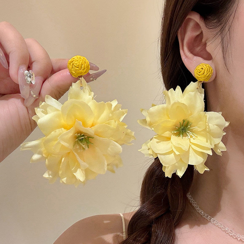 Fragrant Super Fairy Beautiful Purple Flower Female Seaside Vacation Style Earrings