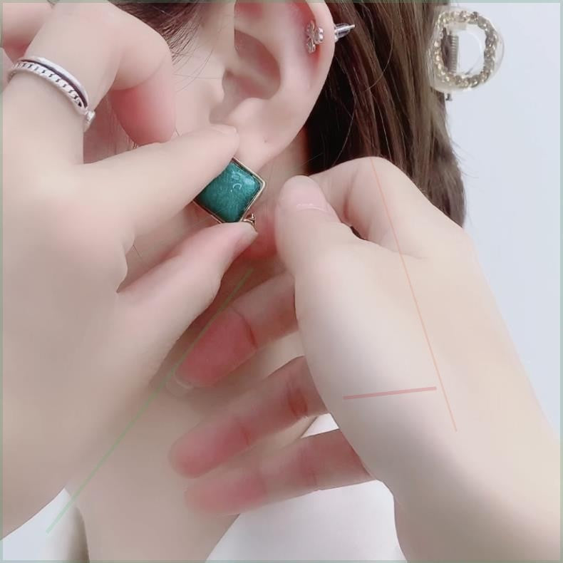 Women's Geometric Square Ear Design Trendy Navy Blue Earrings