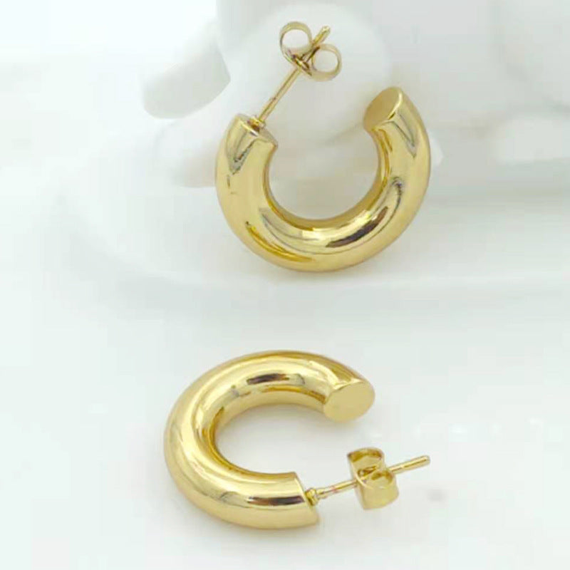 Exaggerated Shaped Thick Circle Geometric Round Earrings