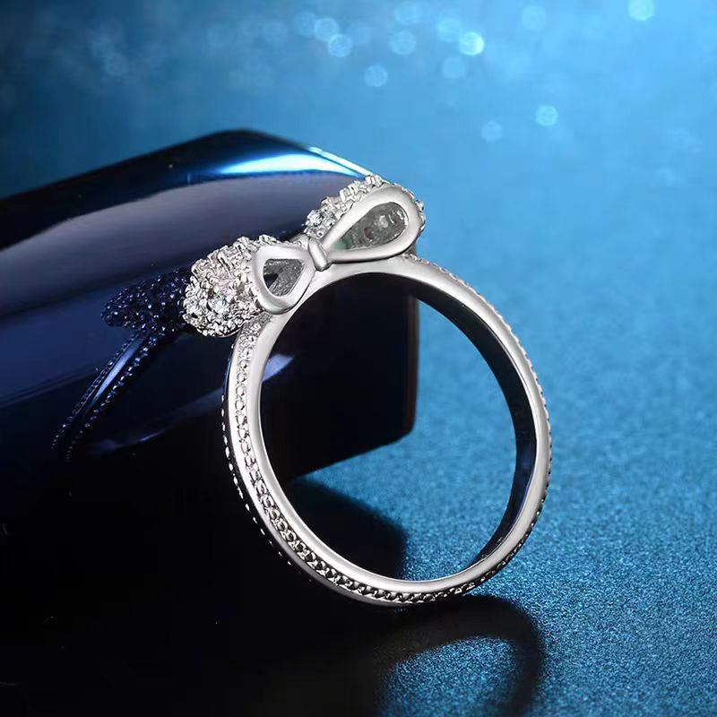 Light Luxury Exquisite White Gold Plated Butterfly Micro Inlaid Zircon Ring