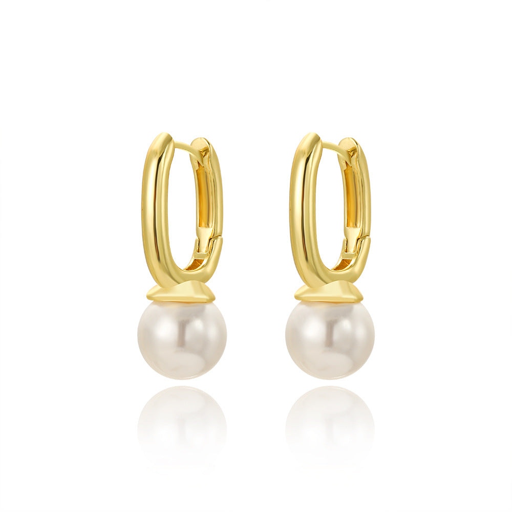 Copper Plating Electroplated U-shaped Pearl Ear Clip Earrings