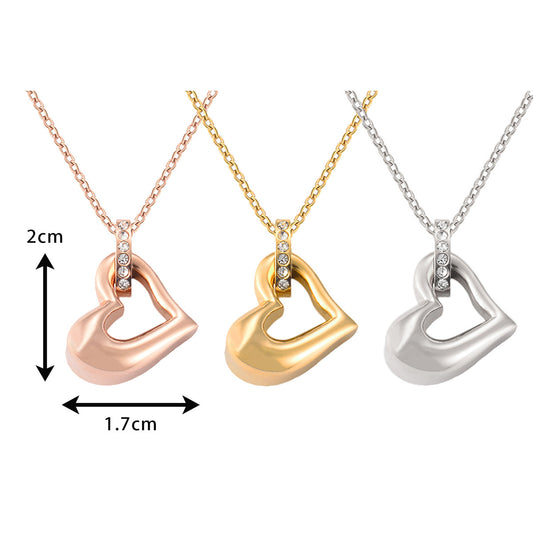 Stainless Steel Fashion Style Hollow Heart-shaped Necklaces