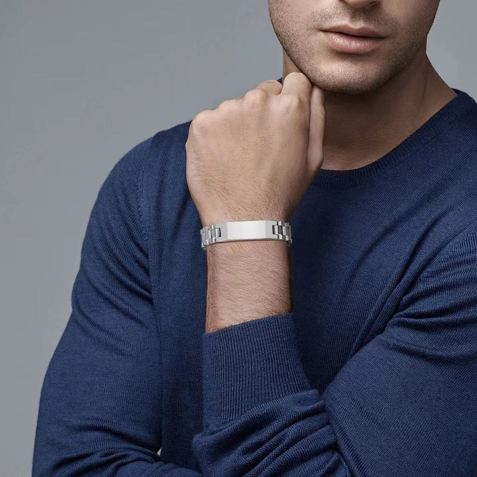 Fashion Gold-plated Stainless Steel Can Carve Writing Glossy Bracelet