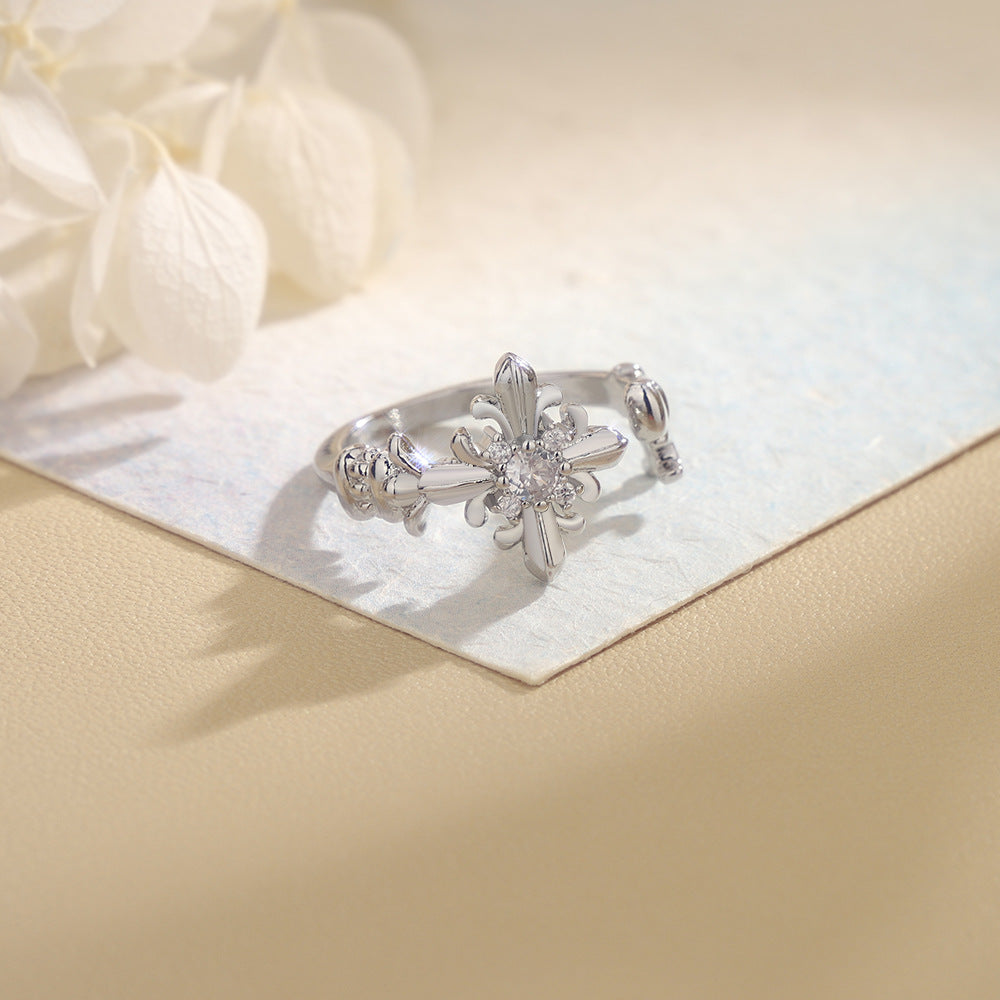 Key Zircon Cold Unisex Style Diamond Ring