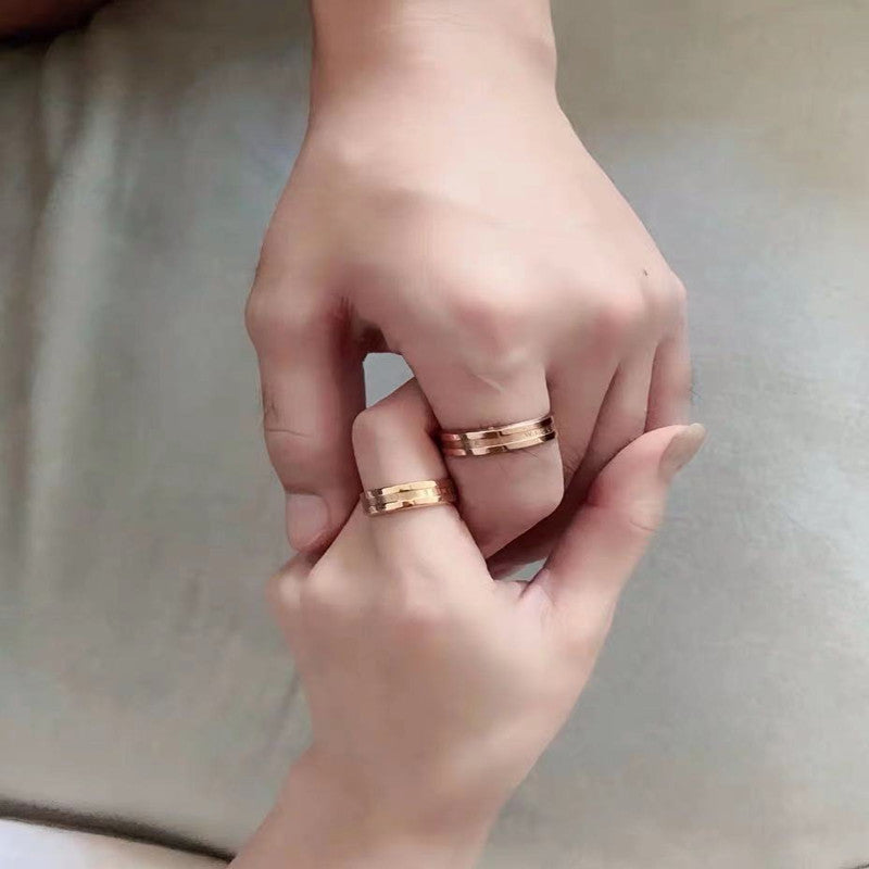 Titanium Steel Couple Style Fashionable Rose Gold Rings