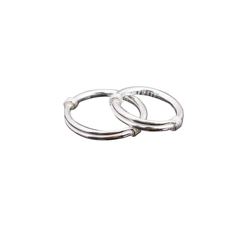 Women's & Men's Sier Minimalist Design Push-pull Nude Adjustable Rings