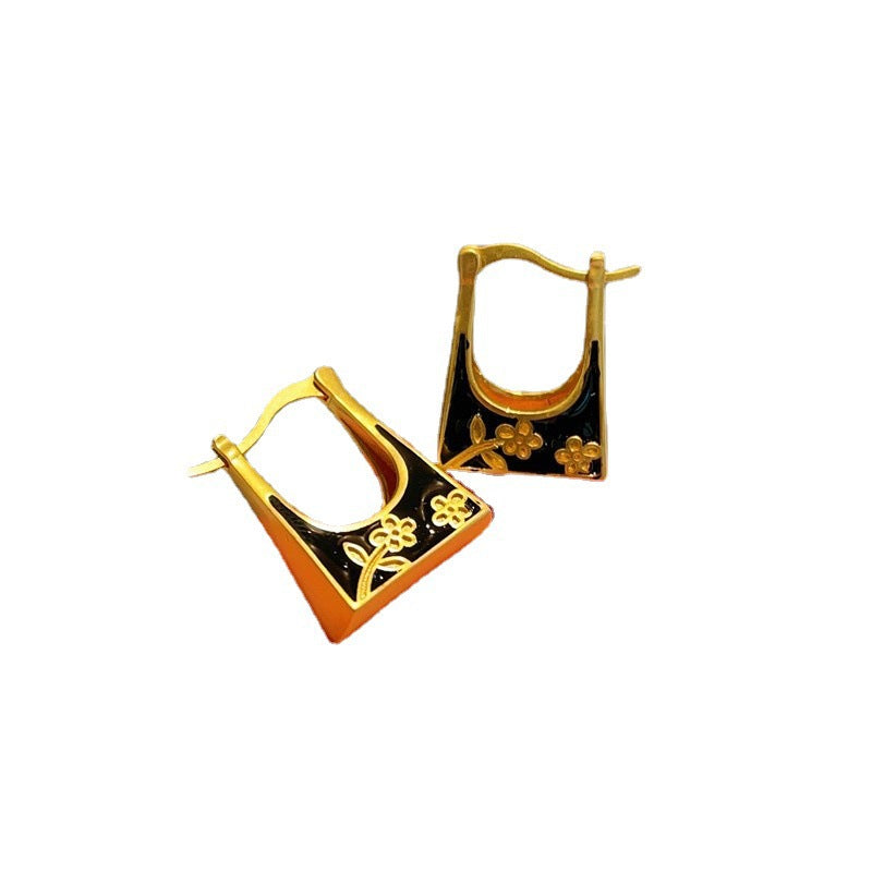 Cool Style Fashion Design Sense Ancient Gold Bag Clip Female Earrings