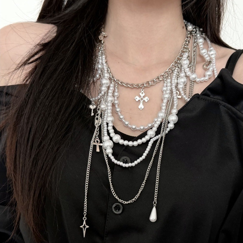 Wind Pearl Tassel Waist Chain Retro Multiple Wearing Necklaces
