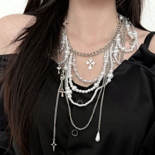 Wind Pearl Tassel Waist Chain Retro Multiple Wearing Necklaces