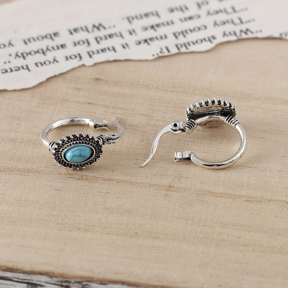 Fashion Vintage Turquoise Ear Clip Bohemian Earrings