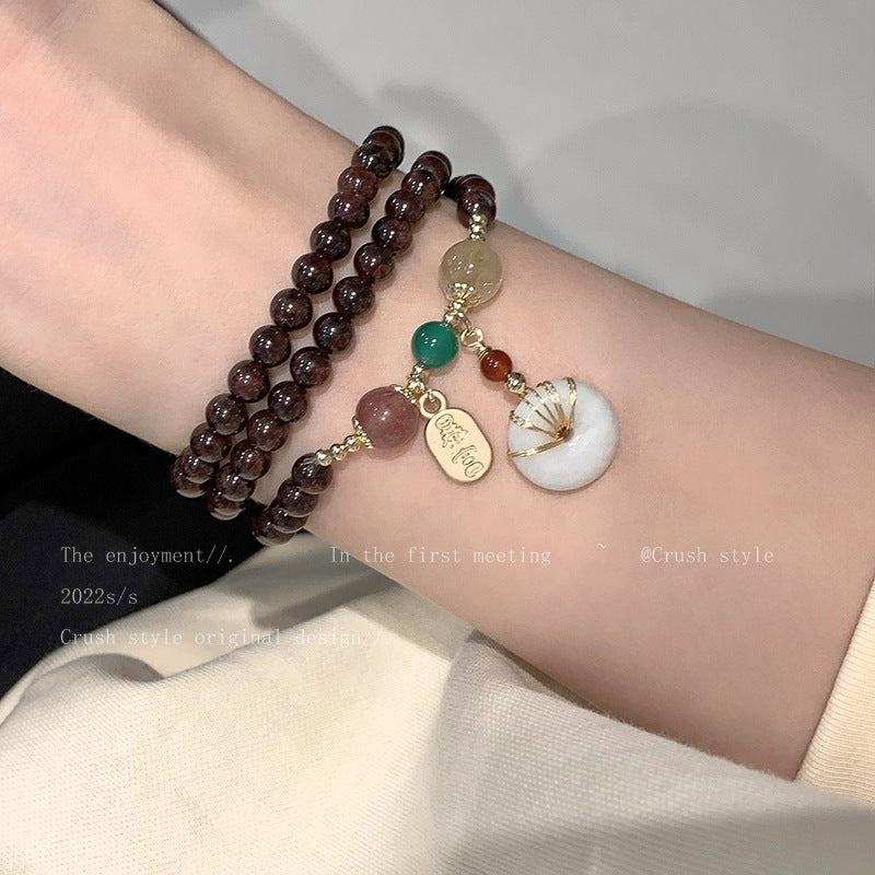 Women's High-grade Pearl Chinese Ancient Style Obsidian Beaded Bracelet